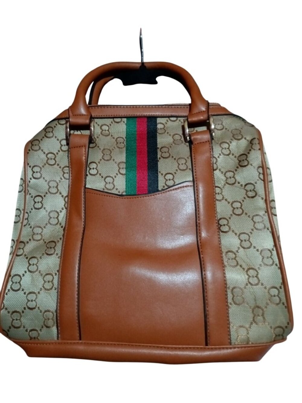 NWOT Monogram Canvas Handbag With Web Stripe - Picture 2 of 5